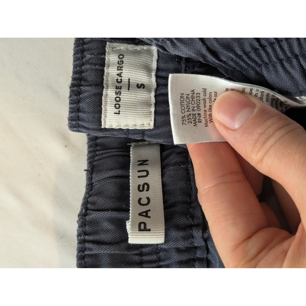 Pacsun Baggy‎ Cargo Pants Mens S Blue Gray Drawstring Elastic Waist Streetwear - Picture 8 of 10